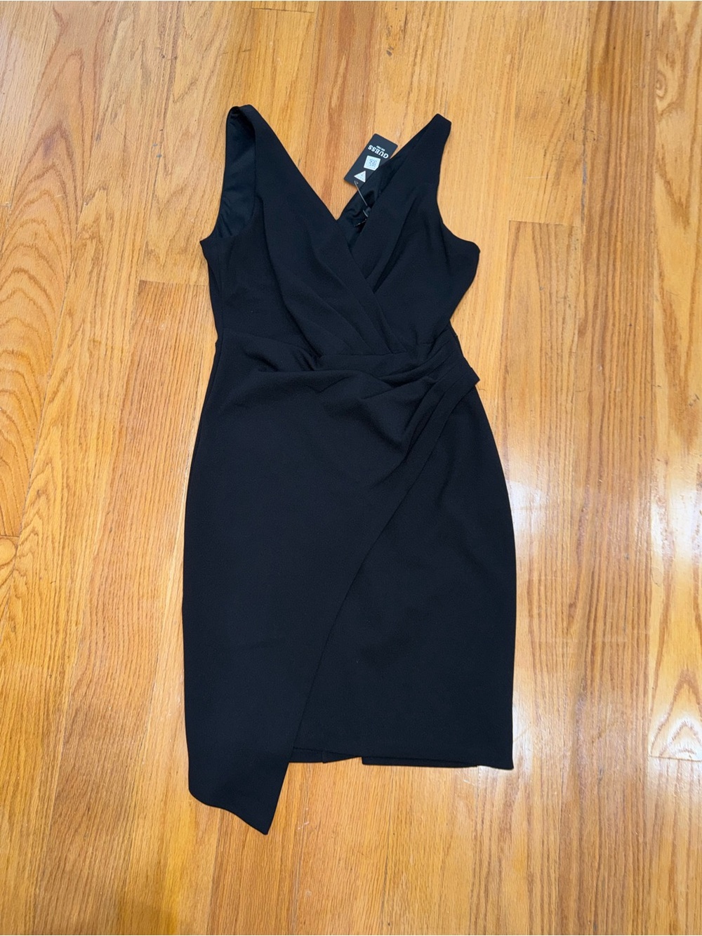 Guess Black Sleeveless Faux-Wrap Midi Dress